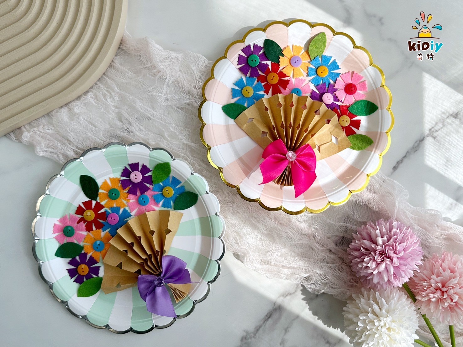 紙盤花束DIY